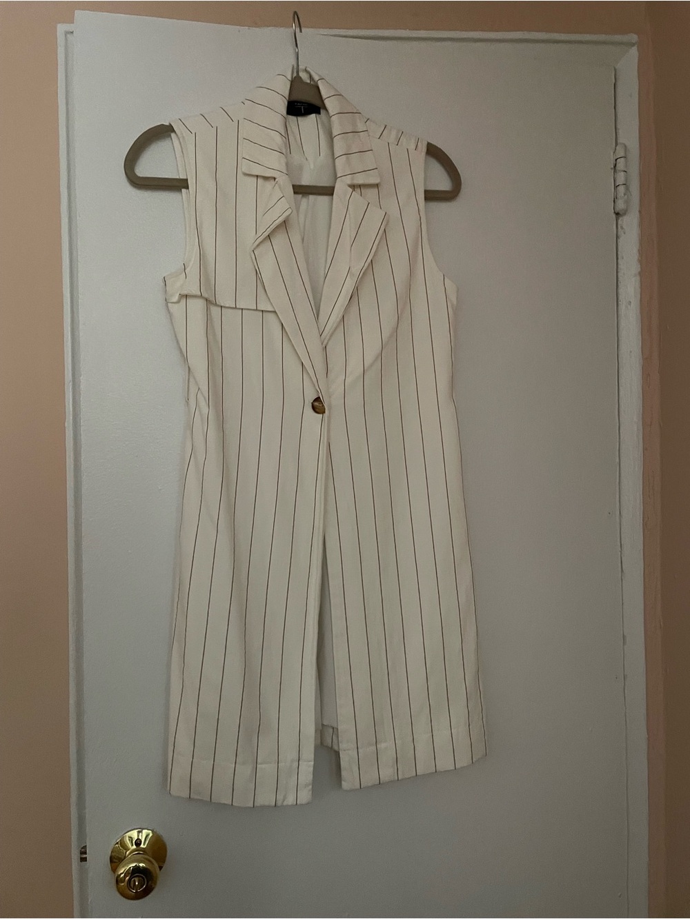 Sleeveless  Pinstripe Long Blazer Vest